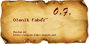 Olenik Fabó névjegykártya